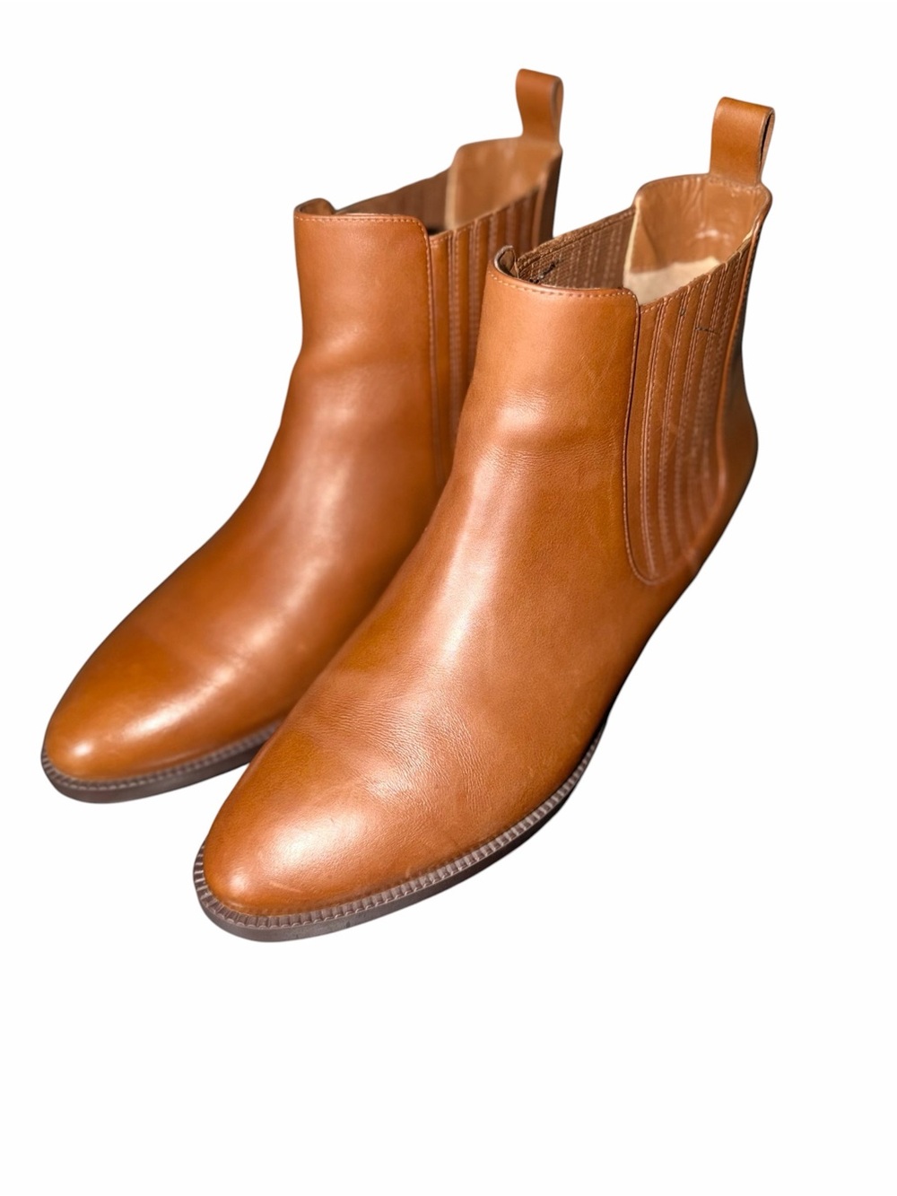 Lauren Ralph Lauren Erica Chelsea Boots 8.5B Cognac Brown Leather Ankle Booties